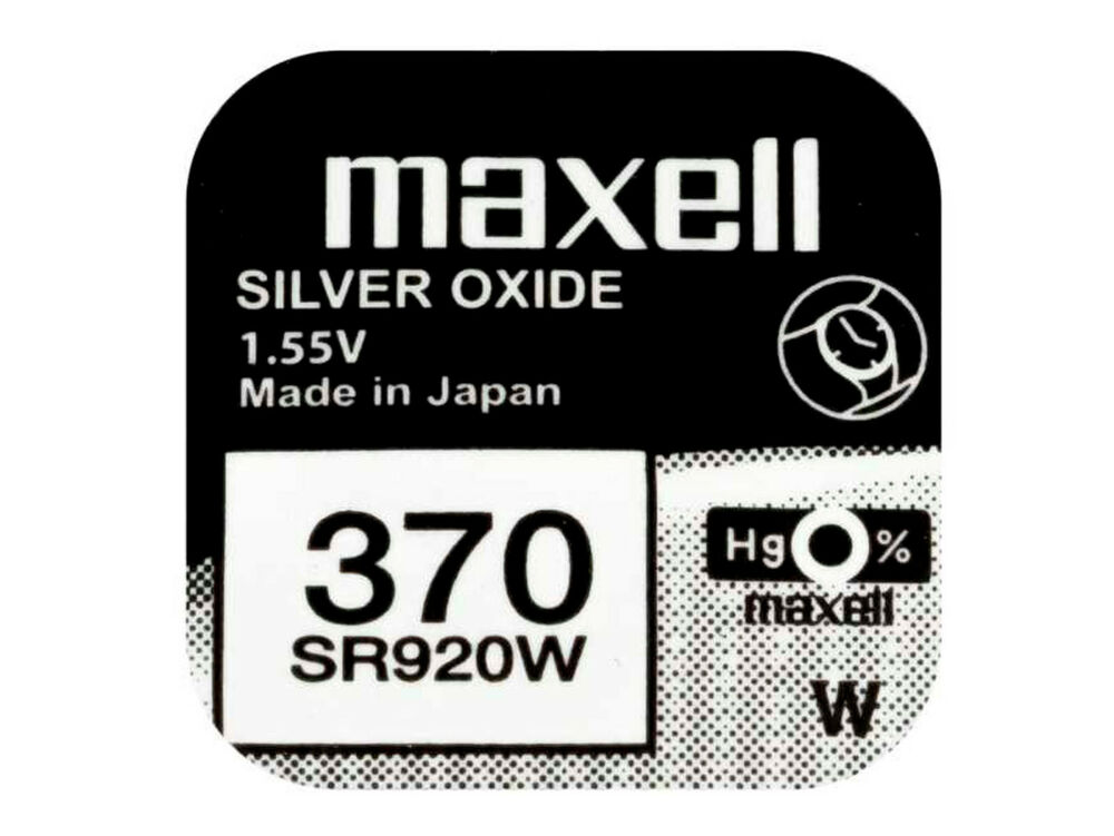 Maxell 370 Pila Batteria Orologio Mercury Free Silver Oxide SR920W Japan 1.55V_main_foto