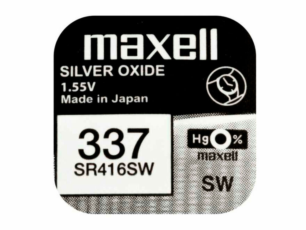 Maxell 337 Pila Batteria Orologio Mercury Free Silver Oxide SR416SW Japan 1.55V_main_foto