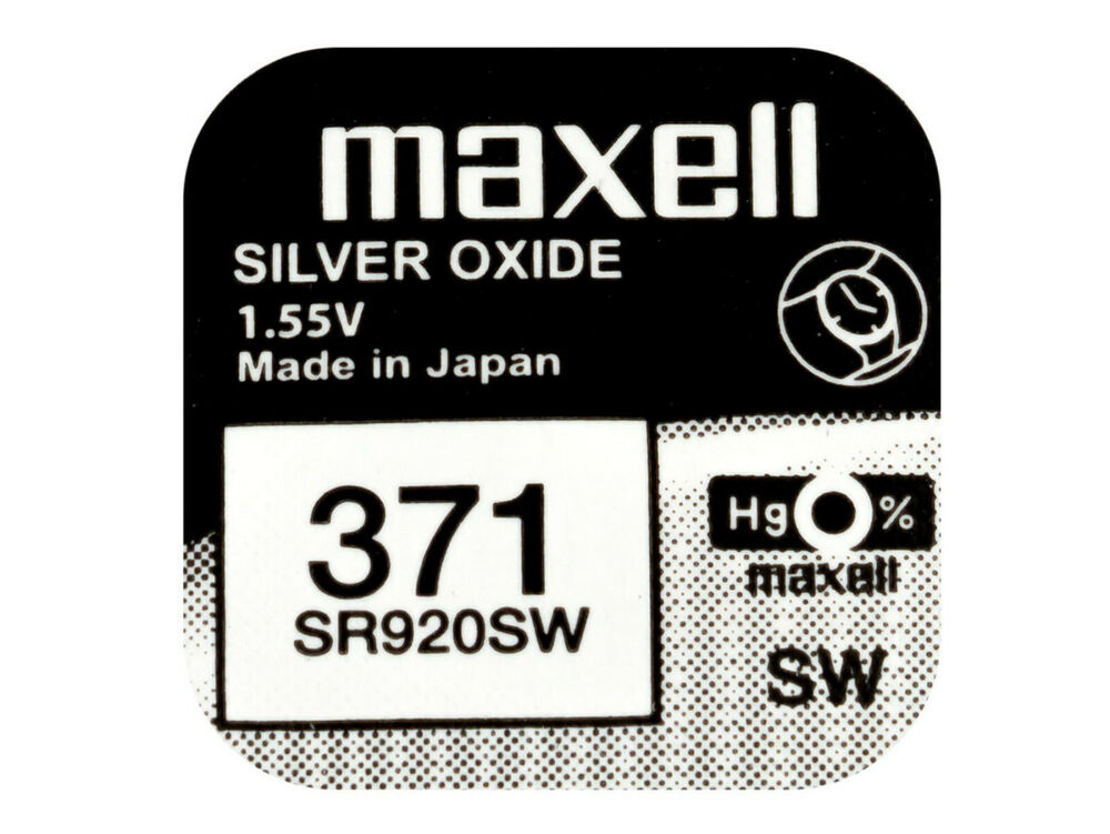 Maxell 371 Pila Batteria Orologio Mercury Free Silver Oxide SR920SW Japan 1.55V_main_foto