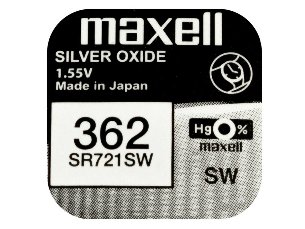 Maxell 362 Pila Batteria Orologio Mercury Free Silver Oxide SR721SW Japan 1.55V_main_foto