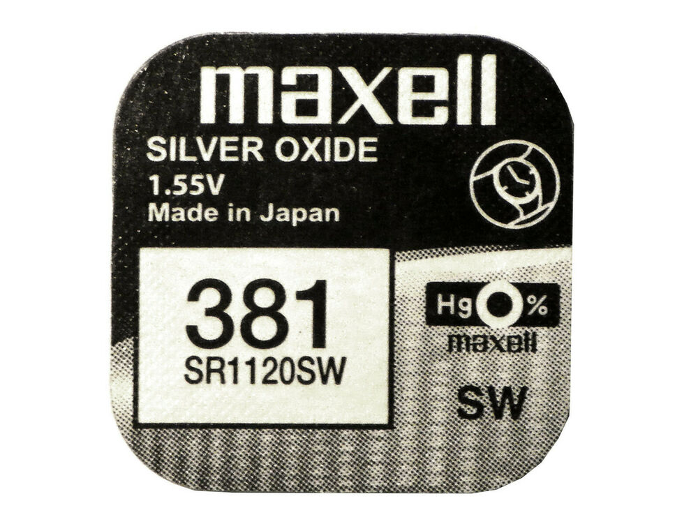 Maxell 381 Pila Batteria Orologio Mercury Free Silver Oxide SR1120SW Japan 1.55V_main_foto