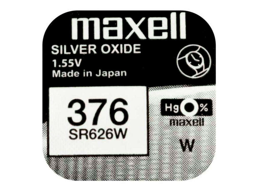 Maxell 376 Pila Batteria Orologio Mercury Free Silver Oxide SR626W Japan 1.55V_main_foto