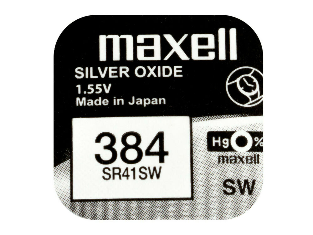 Maxell 384 Pila Batteria Orologio Mercury Free Silver Oxide SR41SW Japan 1.55V_main_foto