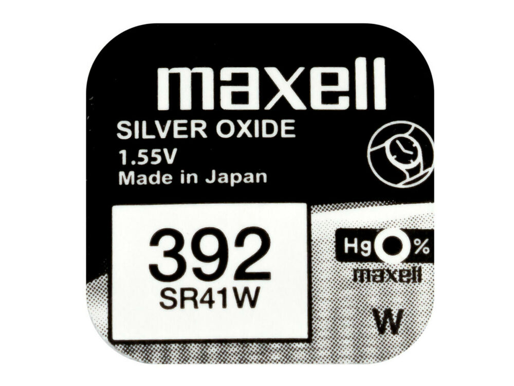 Maxell 392 Pila Batteria Orologio Mercury Free Silver Oxide SR41W Japan 1.55V_main_foto
