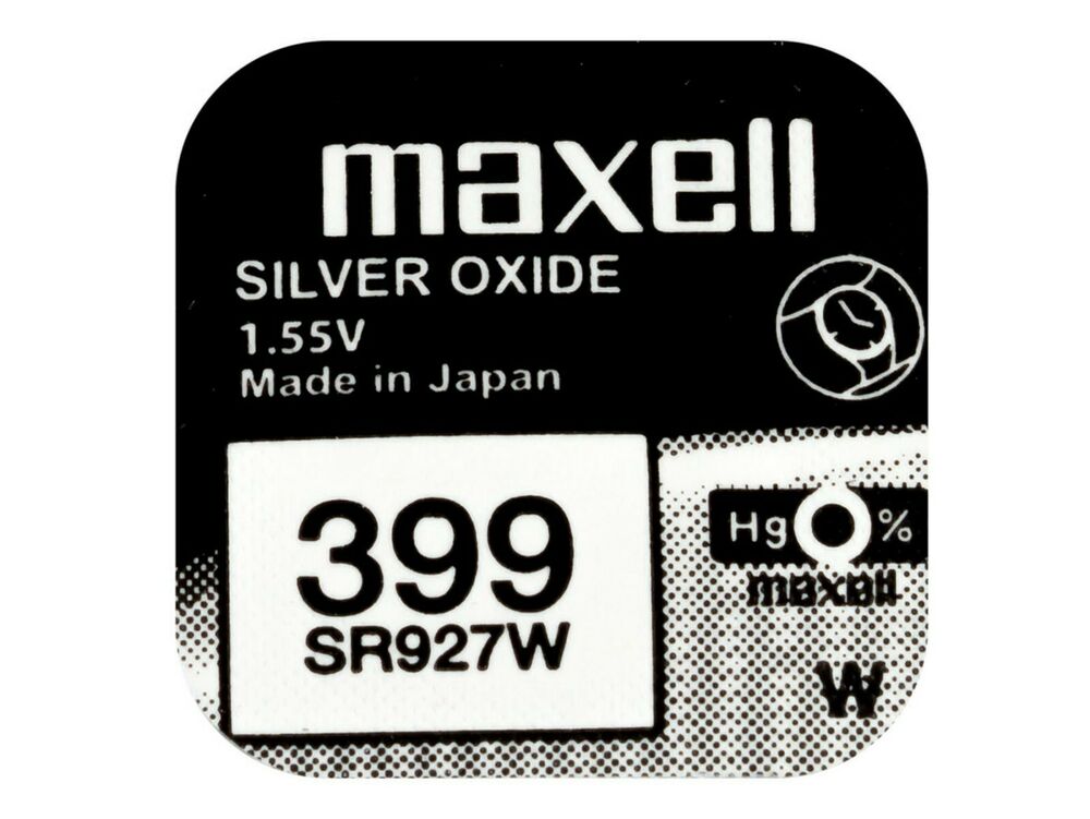 Maxell 399 Pila Batteria Orologio Mercury Free Silver Oxide SR927W Japan 1.55V_main_foto