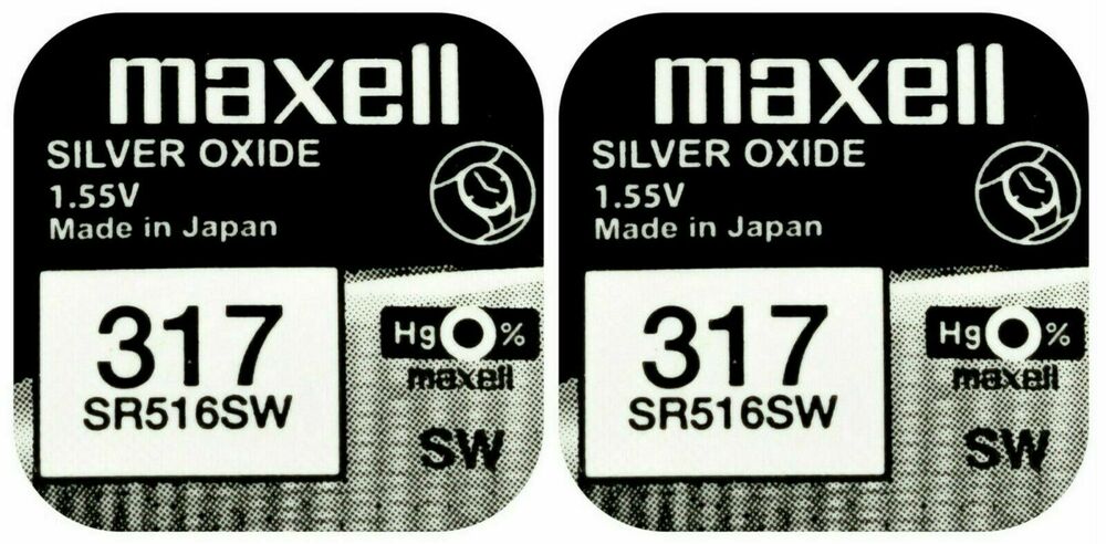 2 x Maxell 317 Pila Batteria Orologio Mercury Free Silver Oxide SR516W 1.55V_main_foto