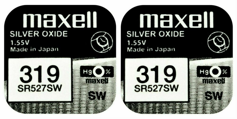 2 x Maxell 319 Pila Batteria Orologio Mercury Free Silver Oxide SR527SW 1.55V_main_foto