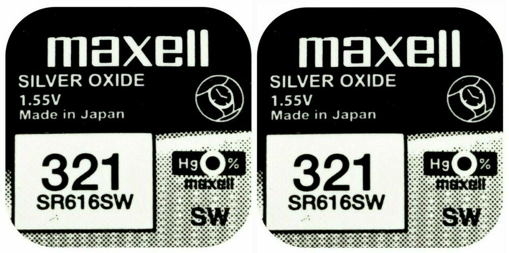 2 x Maxell 321 Pila Batteria Orologio Mercury Free Silver Oxide SR616SW 1.55V_main_foto