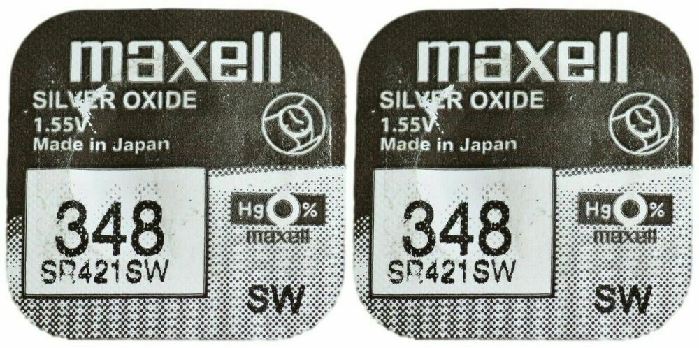 2 x Maxell 348 Pila Batteria Orologio Mercury Free Silver Oxide SR421SW 1.55V_main_foto
