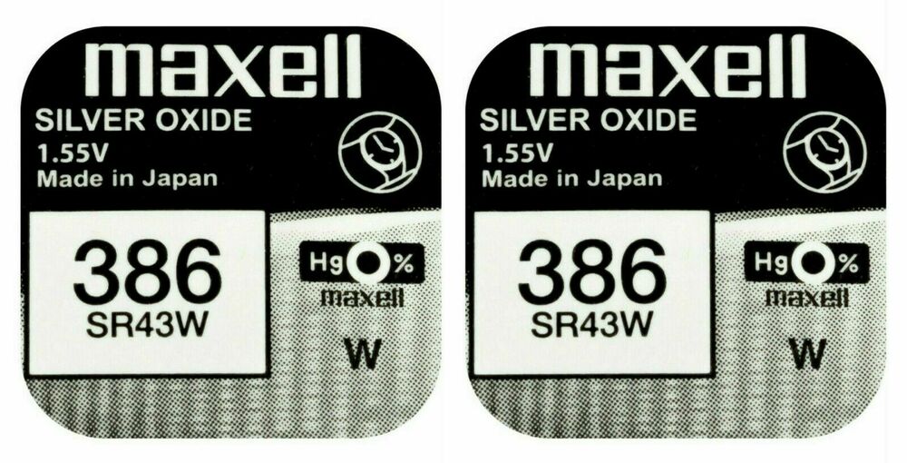 2 x Maxell 386 Pila Batteria Orologio Mercury Free Silver Oxide SR43W 1.55V_main_foto