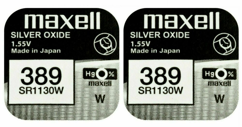 2 x Maxell 389 Pila Batteria Orologio Mercury Free Silver Oxide SR1130W 1.55V_main_foto