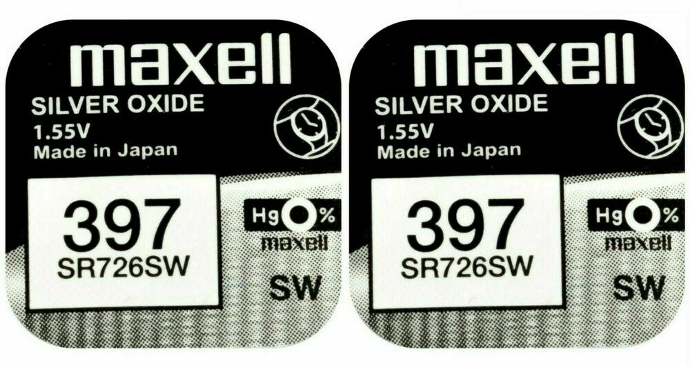 2 x Maxell 397 Pila Batteria Orologio Mercury Free Silver Oxide SR726SW 1.55V_main_foto