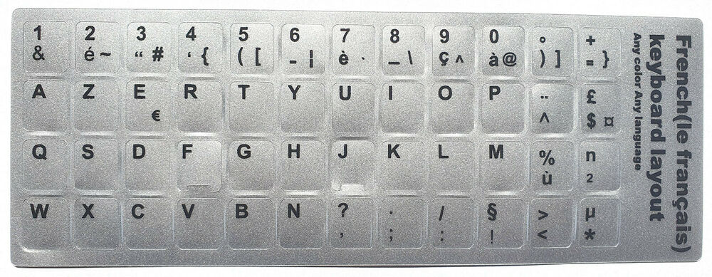 Adesivi Tastiera Silver Francese French Stickers Keyboard Autocollants Francais_main_foto